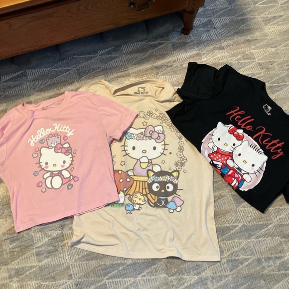 Sanrio Hello Kitty Short Sleeve Tees - Pink, Cream, Black - Picture 1 of 5